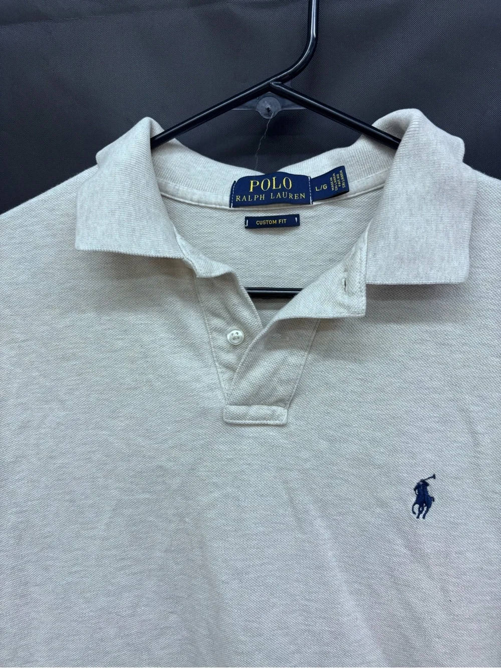 Ralph Lauren Men's Polo Shirt - Light Beige with Navy Pony